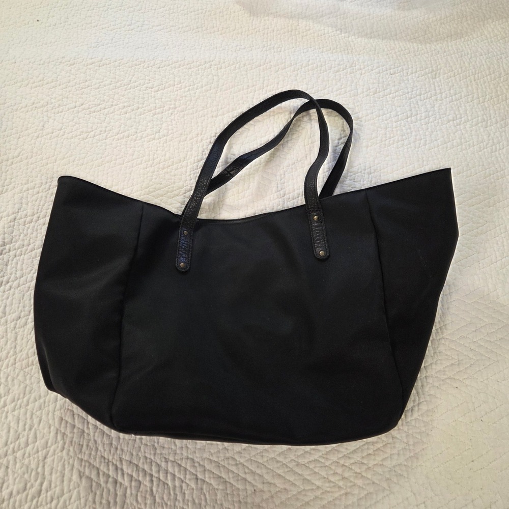 SAS‎ Black Nylon Leather Trim Large Tote Bag Made in USA Geometric Lining